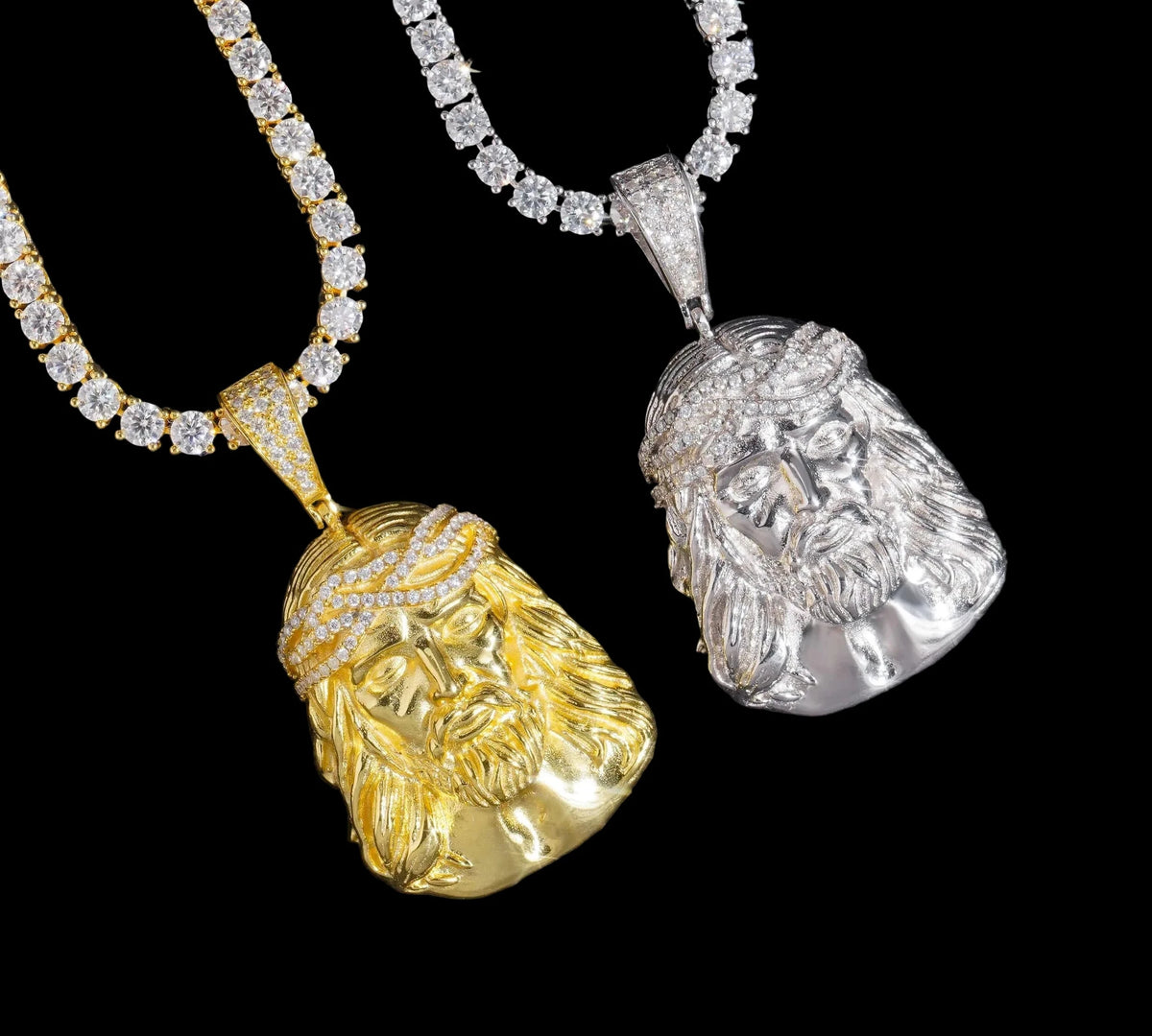 Unisex Iced Out Jesus Pendant 925 Sterling Silver VVS Moissanite JN9394