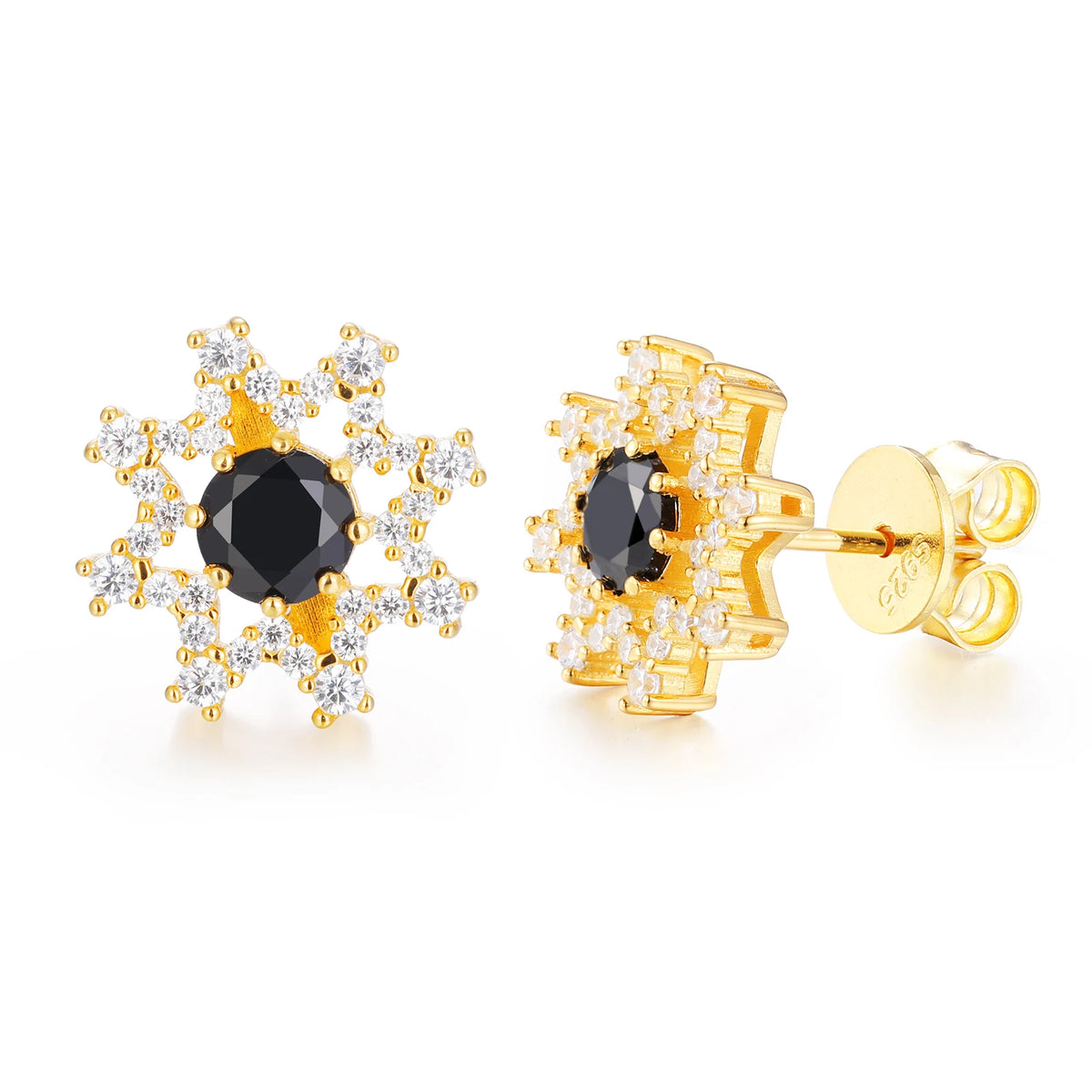 Unisex 925 Sterling Silver VVS Moissanite Eight-Pointed Star Stud Earrings