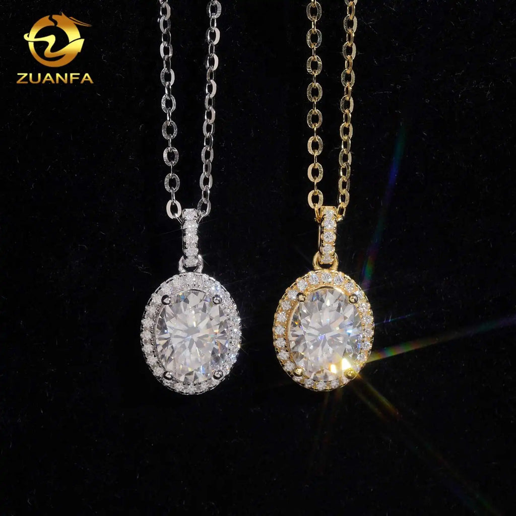 Oval Cut Moissanite Pendant Necklace 925 Sterling Silver