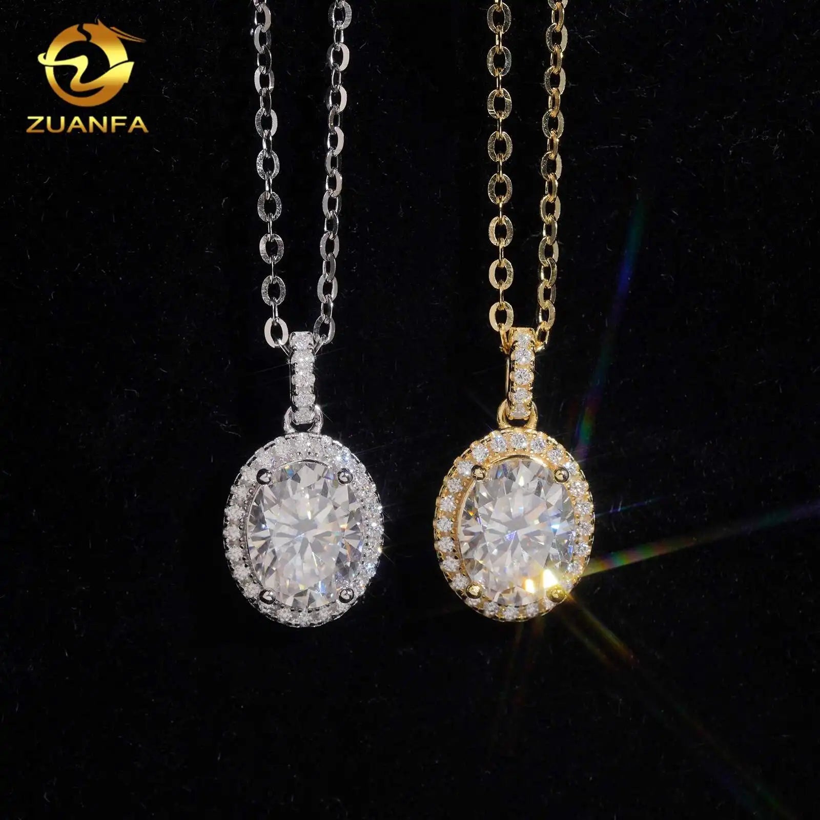 Oval Cut Moissanite Pendant Necklace 925 Sterling Silver