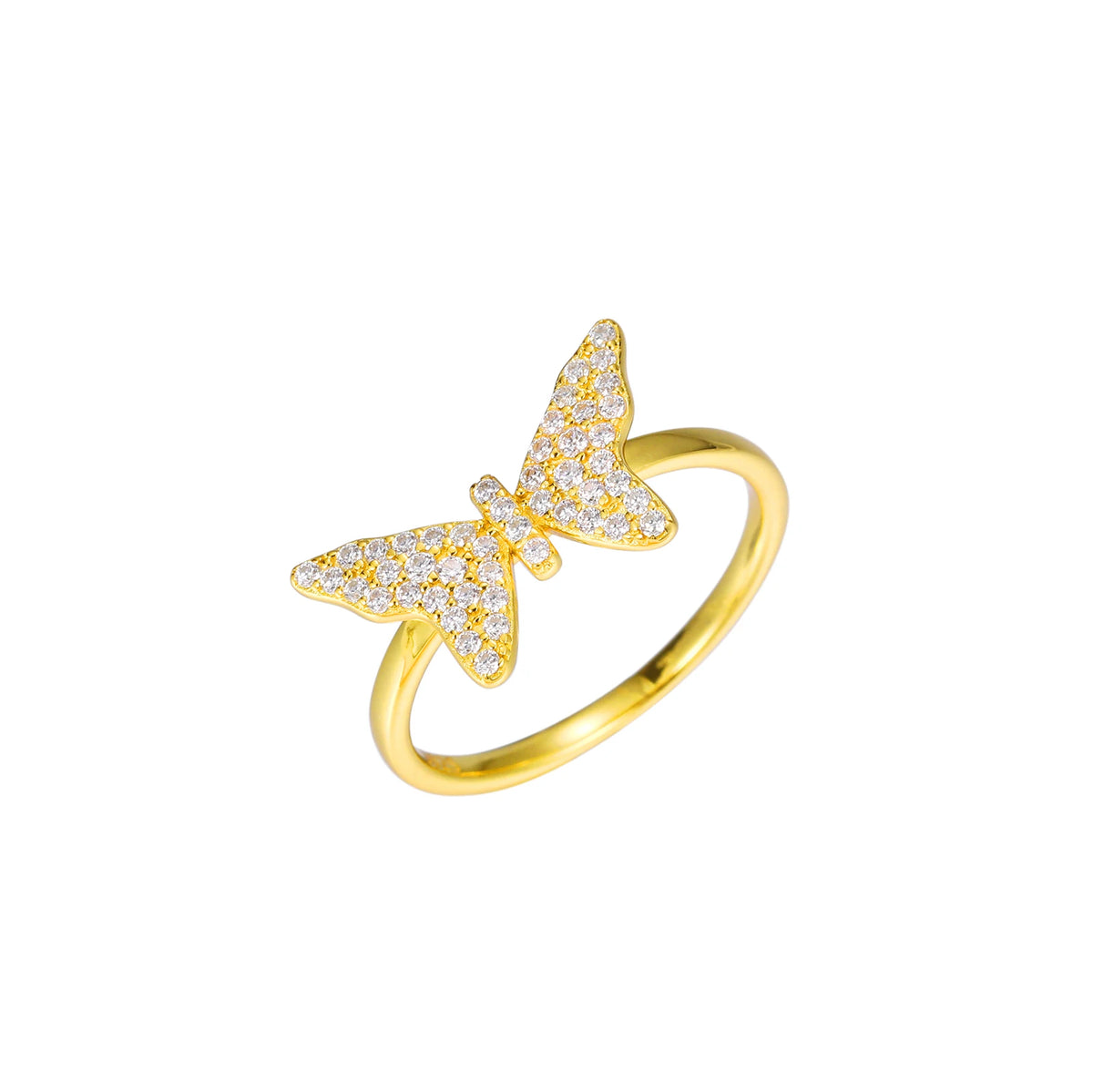 Women's Round Brilliant Cut VVS Moissanite Butterfly Ring 925 Sterling Silver
