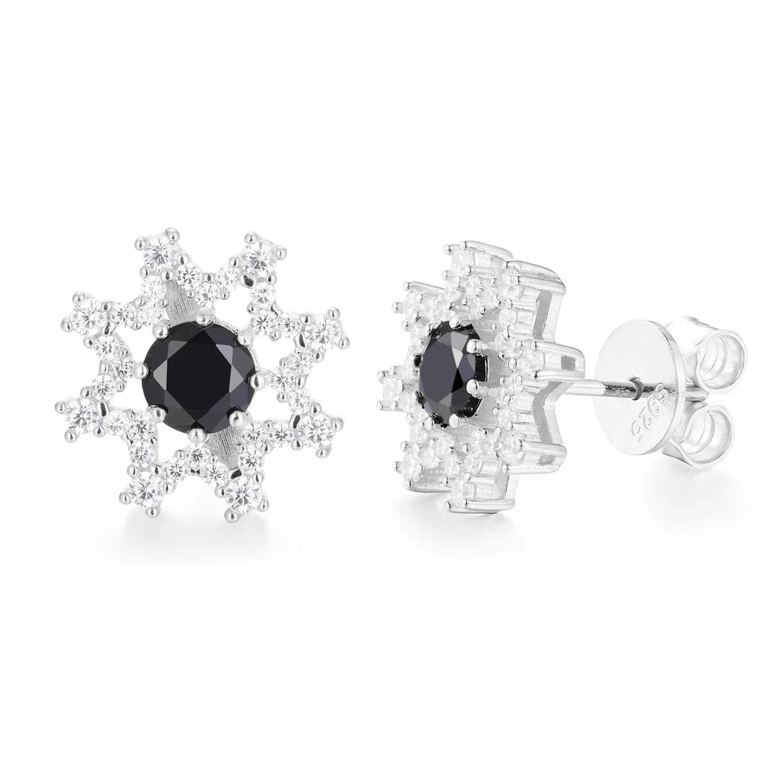 Unisex 925 Sterling Silver VVS Moissanite Eight-Pointed Star Stud Earrings