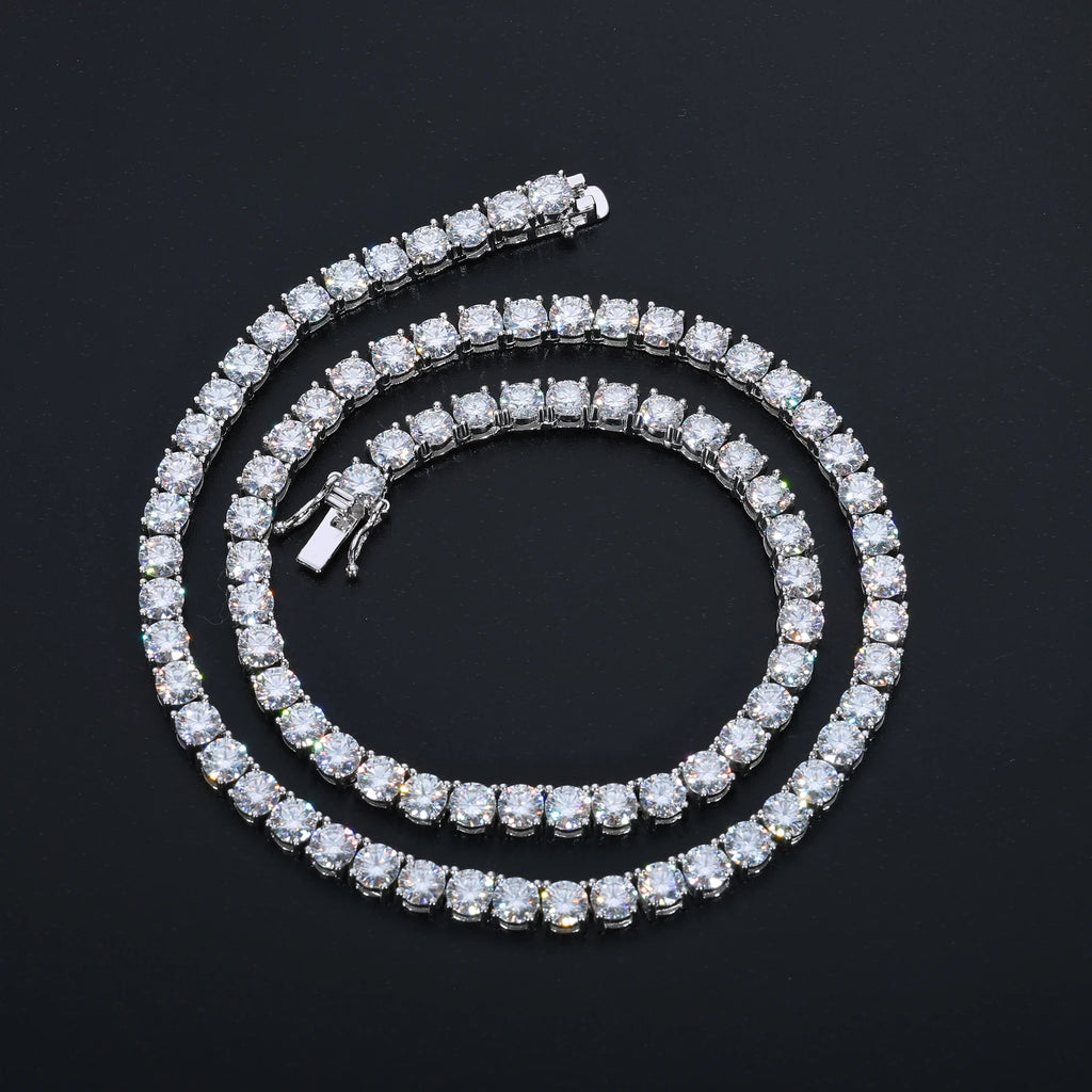Unisex Iced Out 925 Sterling Silver VVS Moissanite Tennis Chain Necklace Bracelet