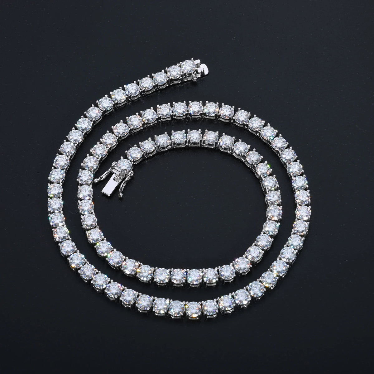 Unisex Iced Out 925 Sterling Silver VVS Moissanite Tennis Chain Necklace Bracelet