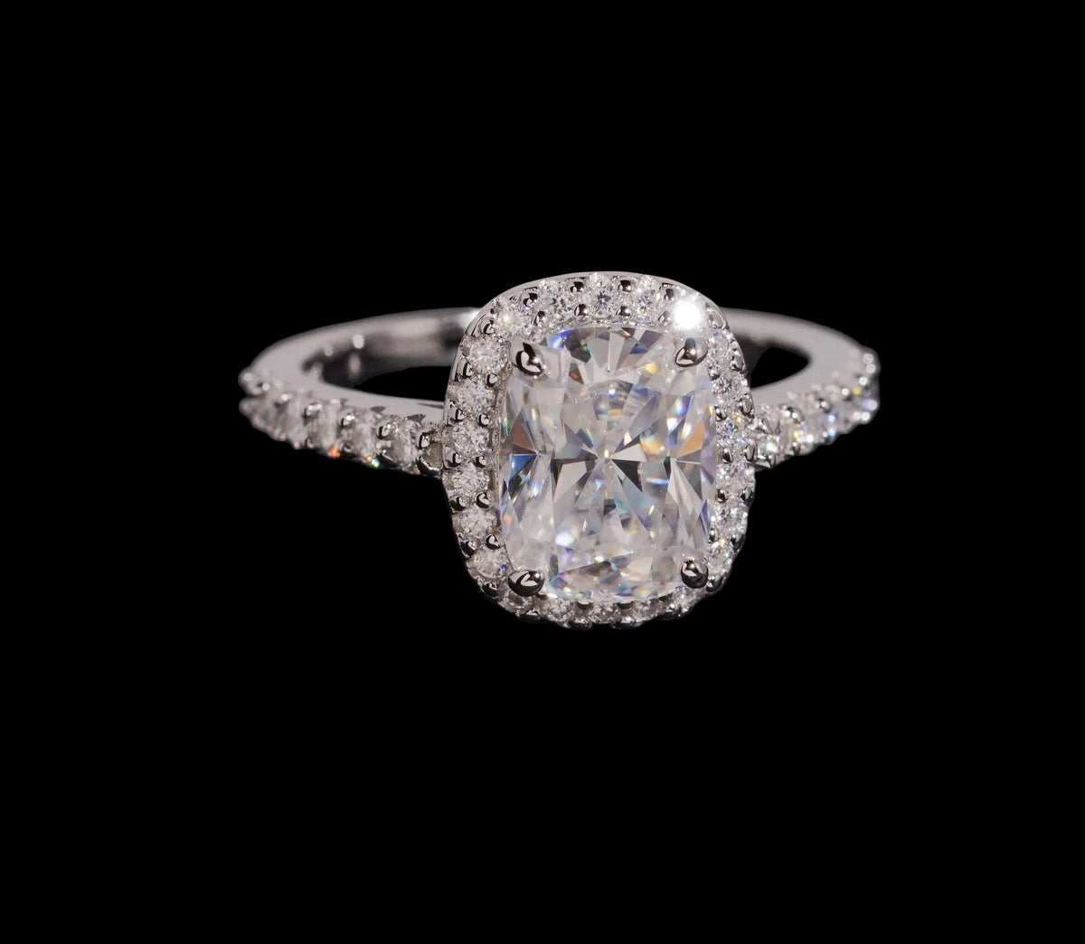 Unisex Cushion Cut 3ct VVS Moissanite Engagement Ring 925 Sterling Silver