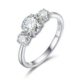Women's Round Brilliant Cut VVS Moissanite Three Stone Ring 925 Sterling Silver