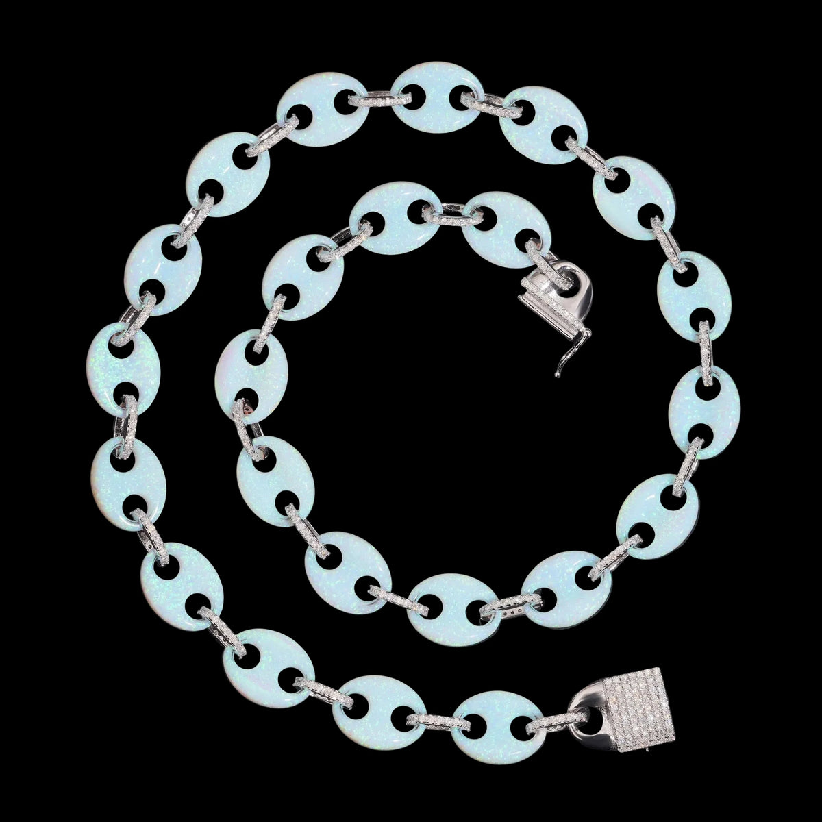 Unisex Iced Out 925 Sterling Silver White Gold Plated VVS Moissanite Mariner Link Chain Necklace 15mm