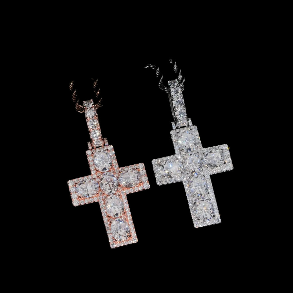 Unisex Iced Out Cross Pendant 925 Sterling Silver VVS Moissanite JF1118