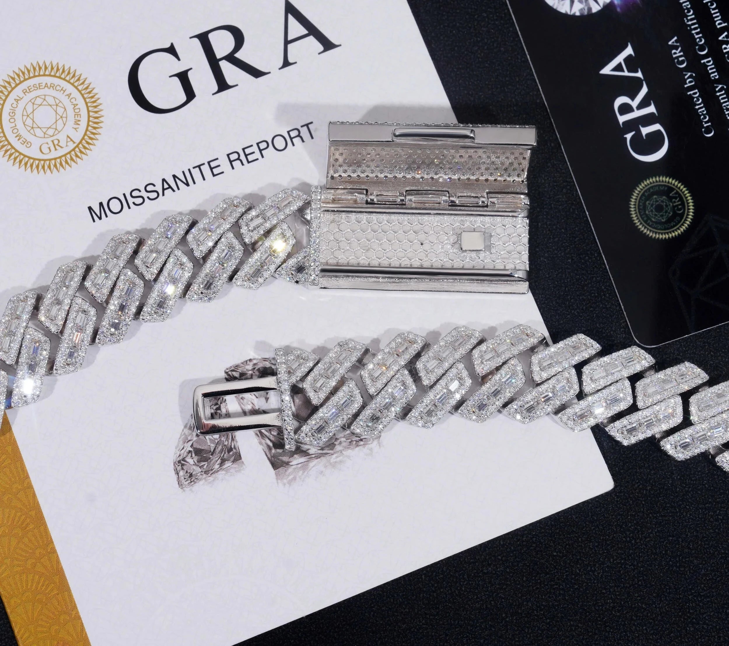 Men's 18mm Baguette Cut VVS Moissanite Cuban Link Chain Necklace 925 Sterling Silver