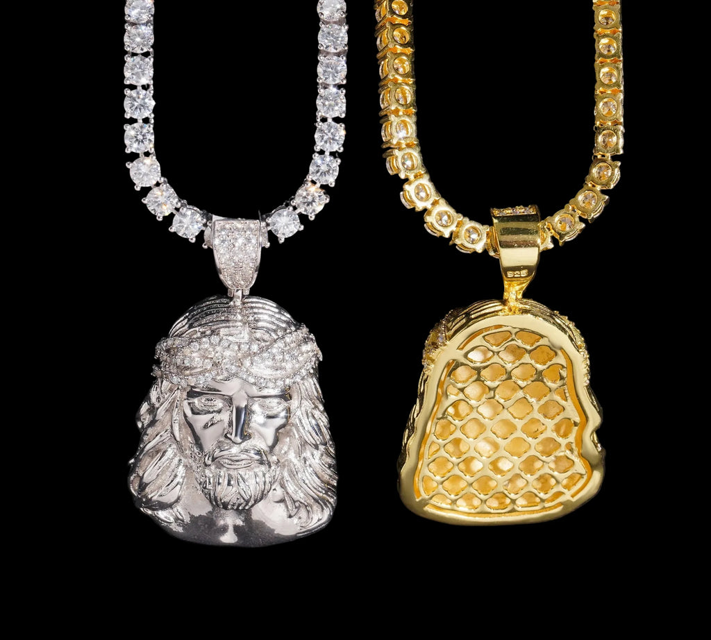 Unisex Iced Out Jesus Pendant 925 Sterling Silver VVS Moissanite JN9394