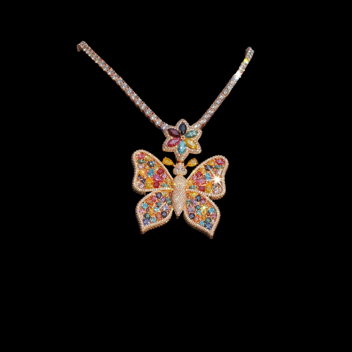 Unisex 925 Silver VVS Moissanite Butterfly Iced Out Pendant