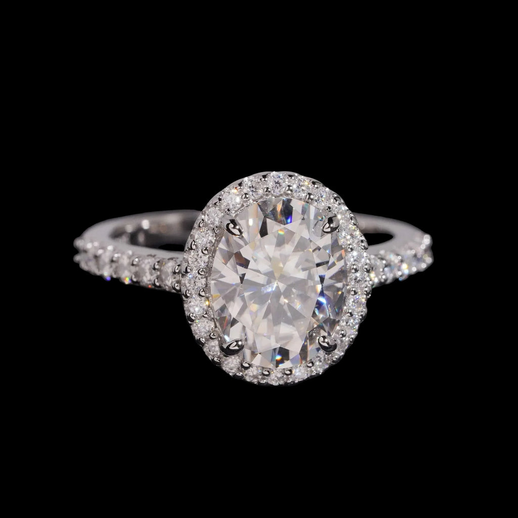 Women's Oval Cut 3ct VVS Moissanite Engagement Ring 925 Sterling Silver