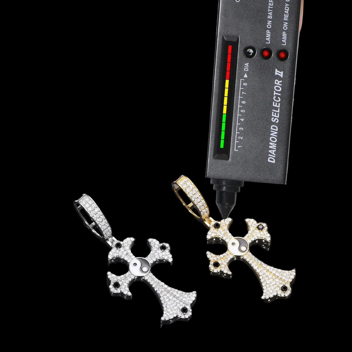 Unisex Iced Out Taiji Cross Pendant 925 Sterling Silver VVS Moissanite TQP0471