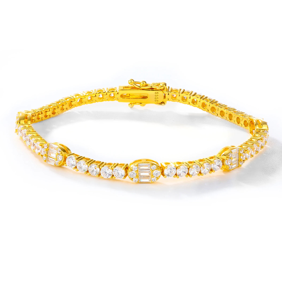 Unisex 3mm Oval Cut VVS Moissanite Tennis Bracelet 925 Sterling Silver