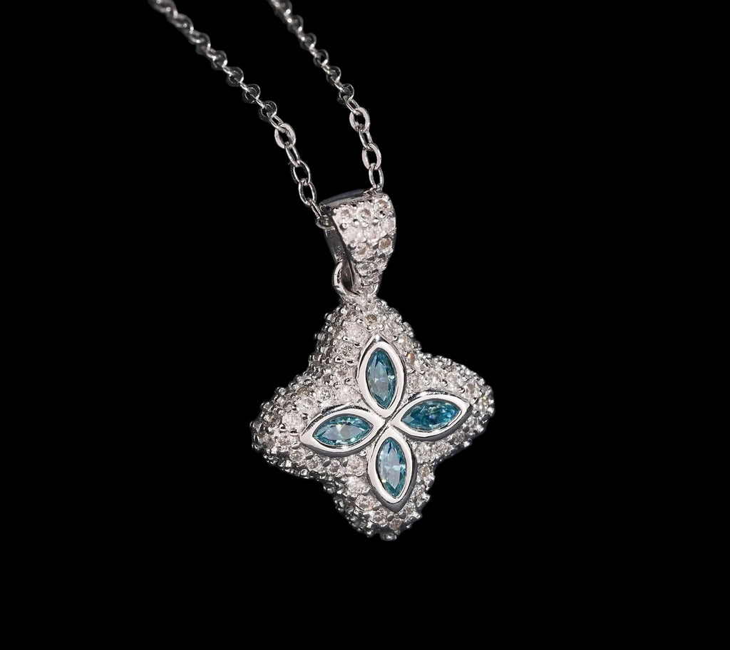 Unisex Iced Out Clover Pendant 925 Sterling Silver VVS Moissanite P7766