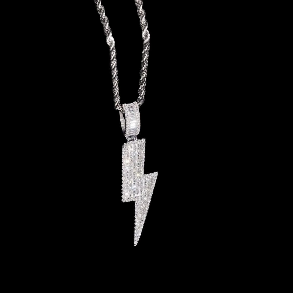 Unisex 925 Sterling Silver Pass Diamond Tester Moissanite Lightning Iced Out Pendant