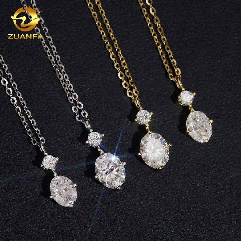 Oval Cut Moissanite Pendant Necklace 925 Sterling Silver