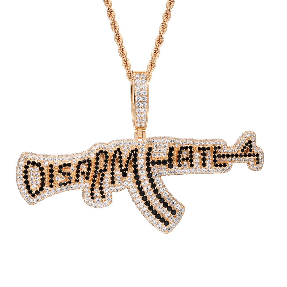 Unisex 925 Sterling Silver VVS Moissanite Iced Out AK47 Pendant TQP0953