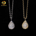 Unisex Iced Out 925 Sterling Silver VVS Moissanite Bezel Drop Pendant Necklace