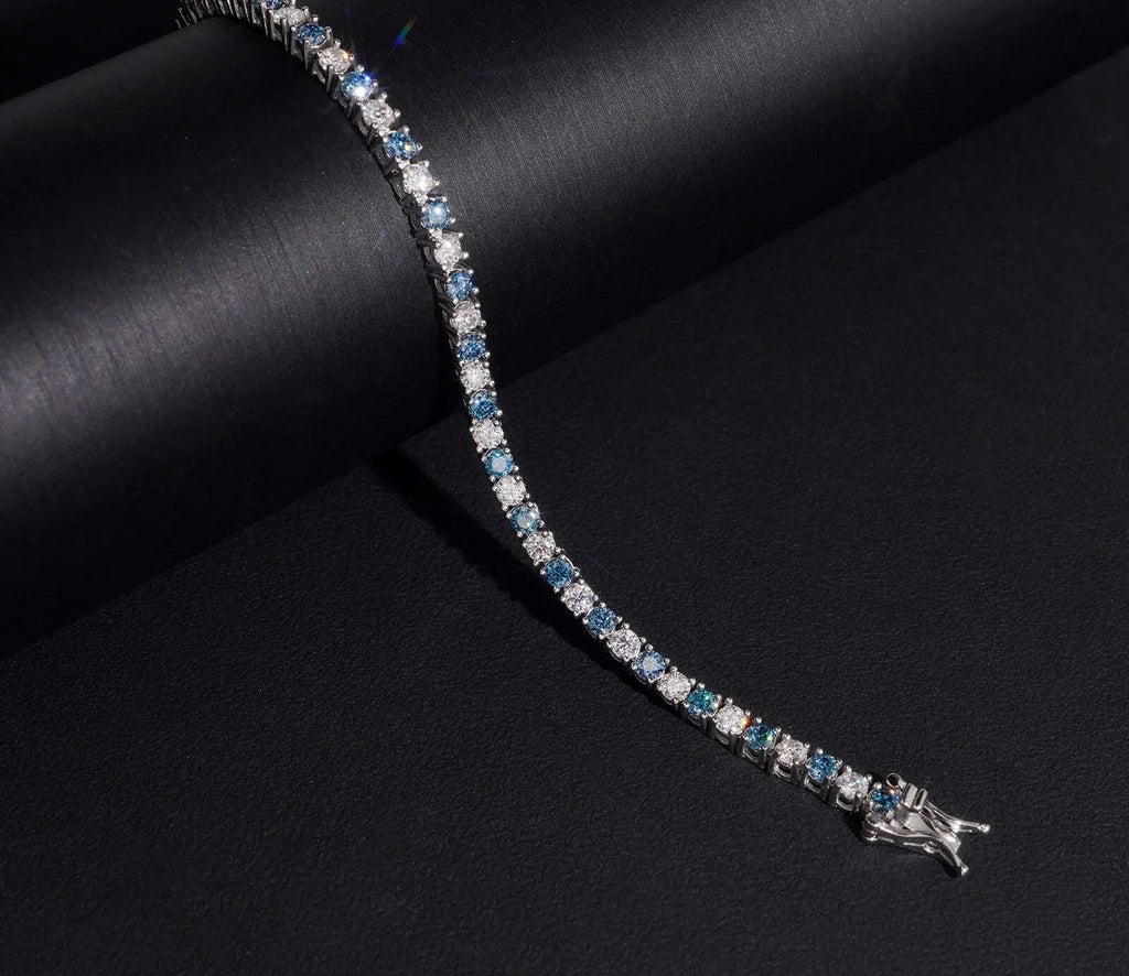 Unisex 3mm Round Brilliant Cut VVS Moissanite Tennis Bracelet 925 Sterling Silver