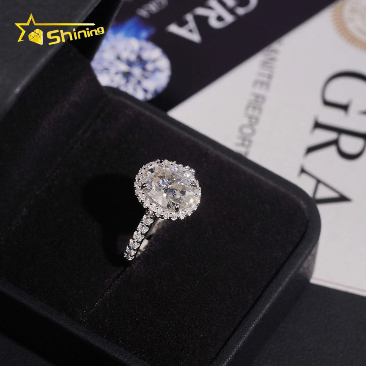 Women's Oval Cut 3ct VVS Moissanite Engagement Ring 925 Sterling Silver