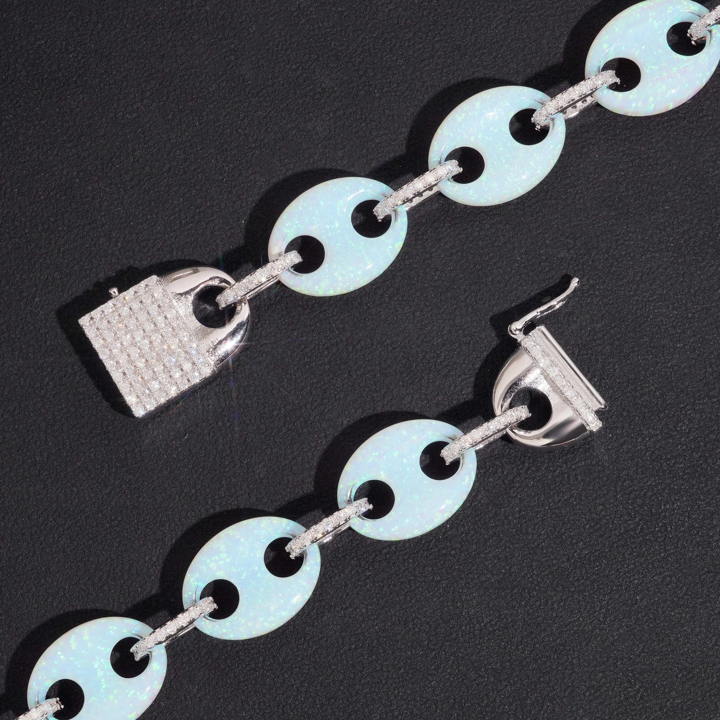 Unisex Iced Out 925 Sterling Silver White Gold Plated VVS Moissanite Mariner Link Chain Necklace 15mm