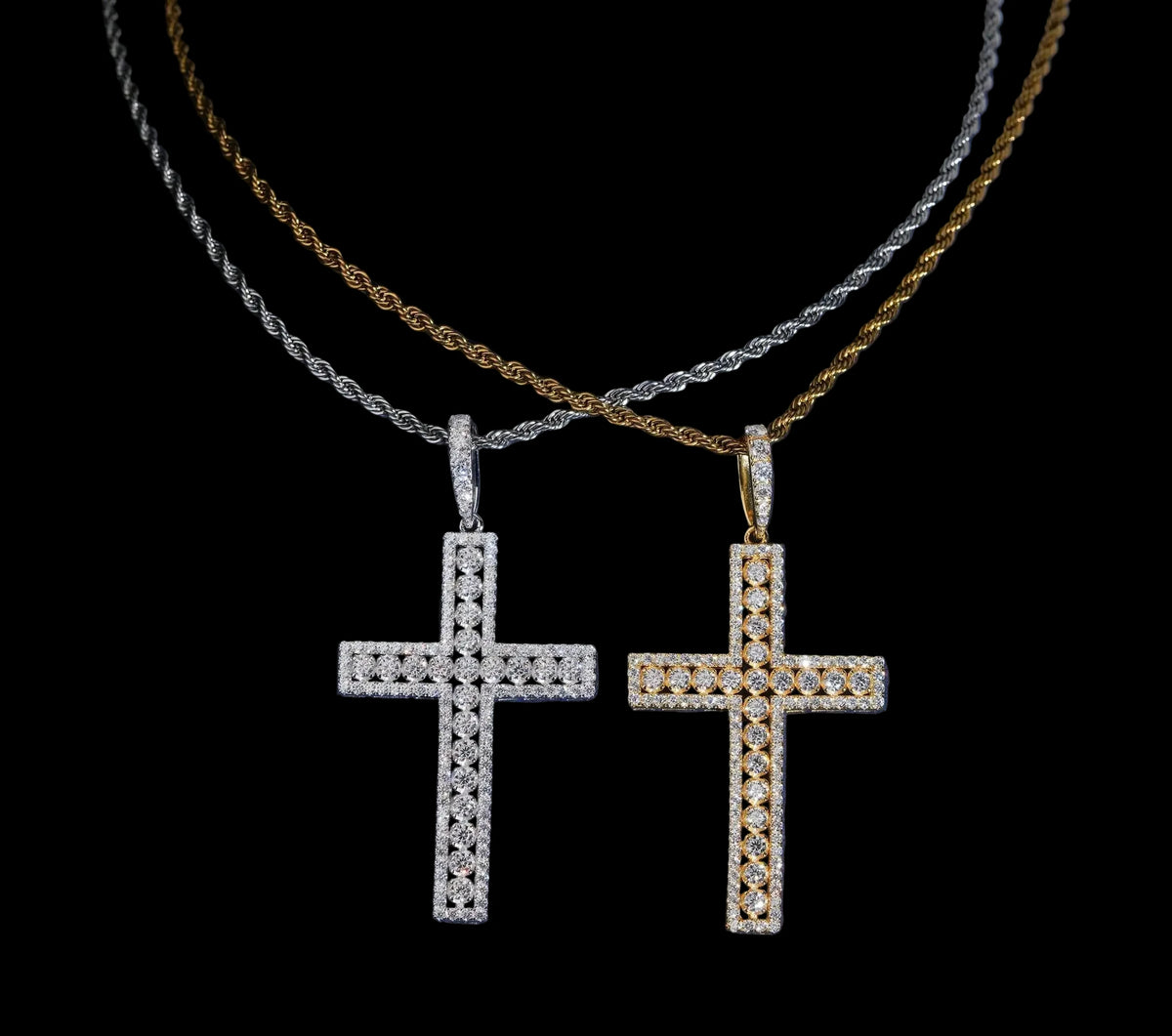 Unisex 925 Sterling Silver VVS Moissanite Cross Iced Out Pendant ZP1633