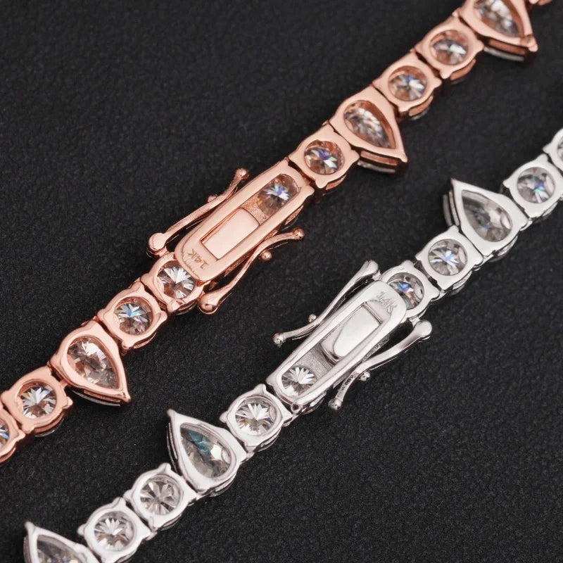 Men's Iced Out 925 Sterling Silver Round Moissanite Spike Tennis Chain Necklace 5mm