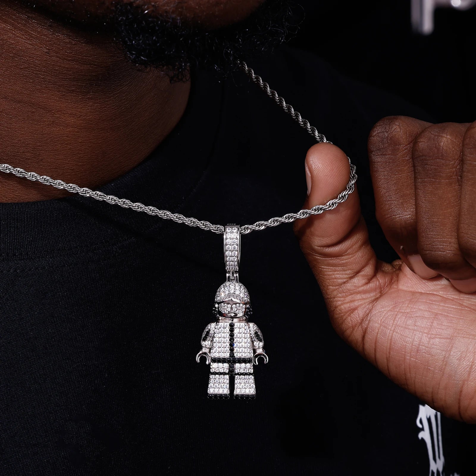 Unisex Iced Out Cartoon Pendant 925 Sterling Silver VVS Moissanite TQP0846