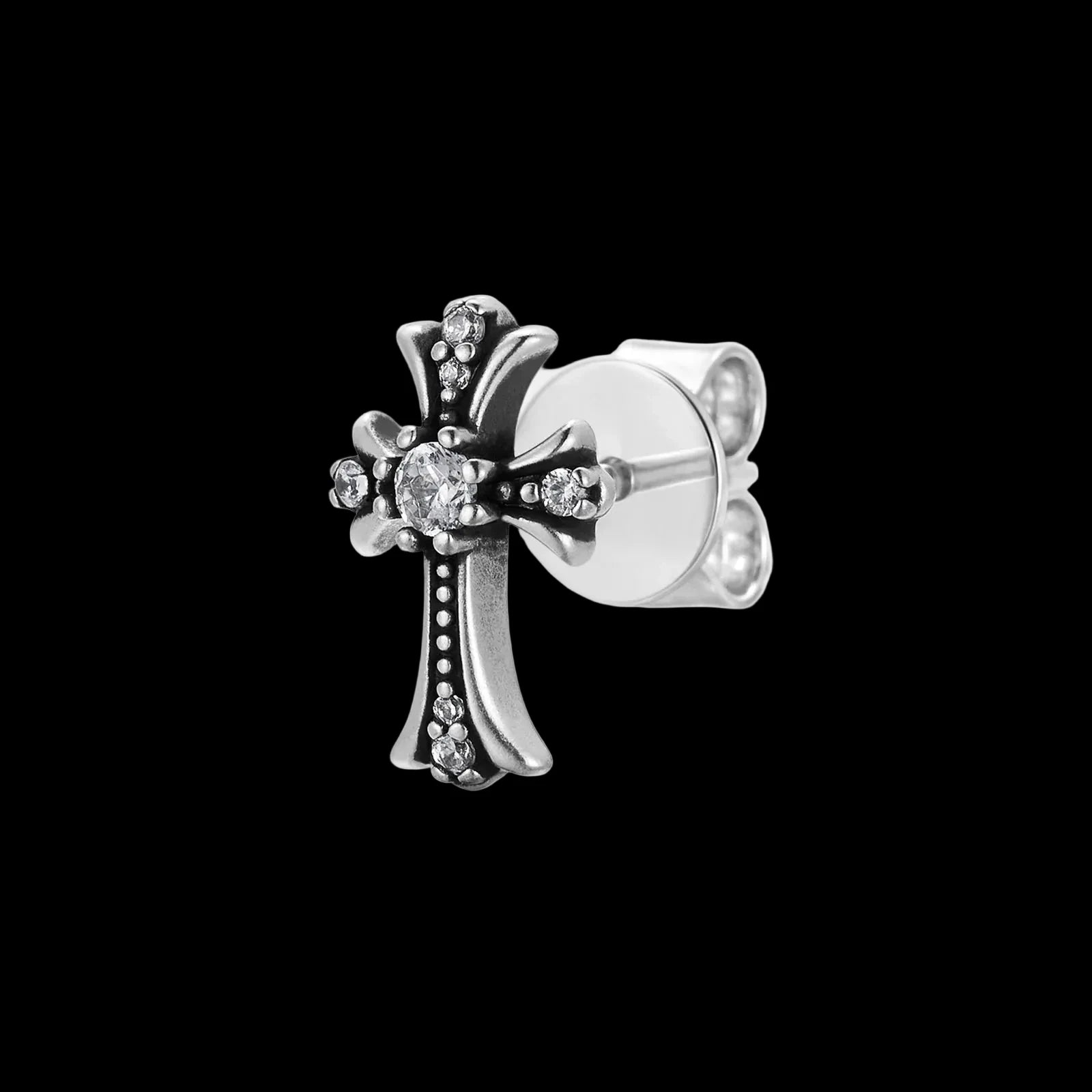 Unisex Cross Moissanite Stud Earrings 925 Sterling Silver