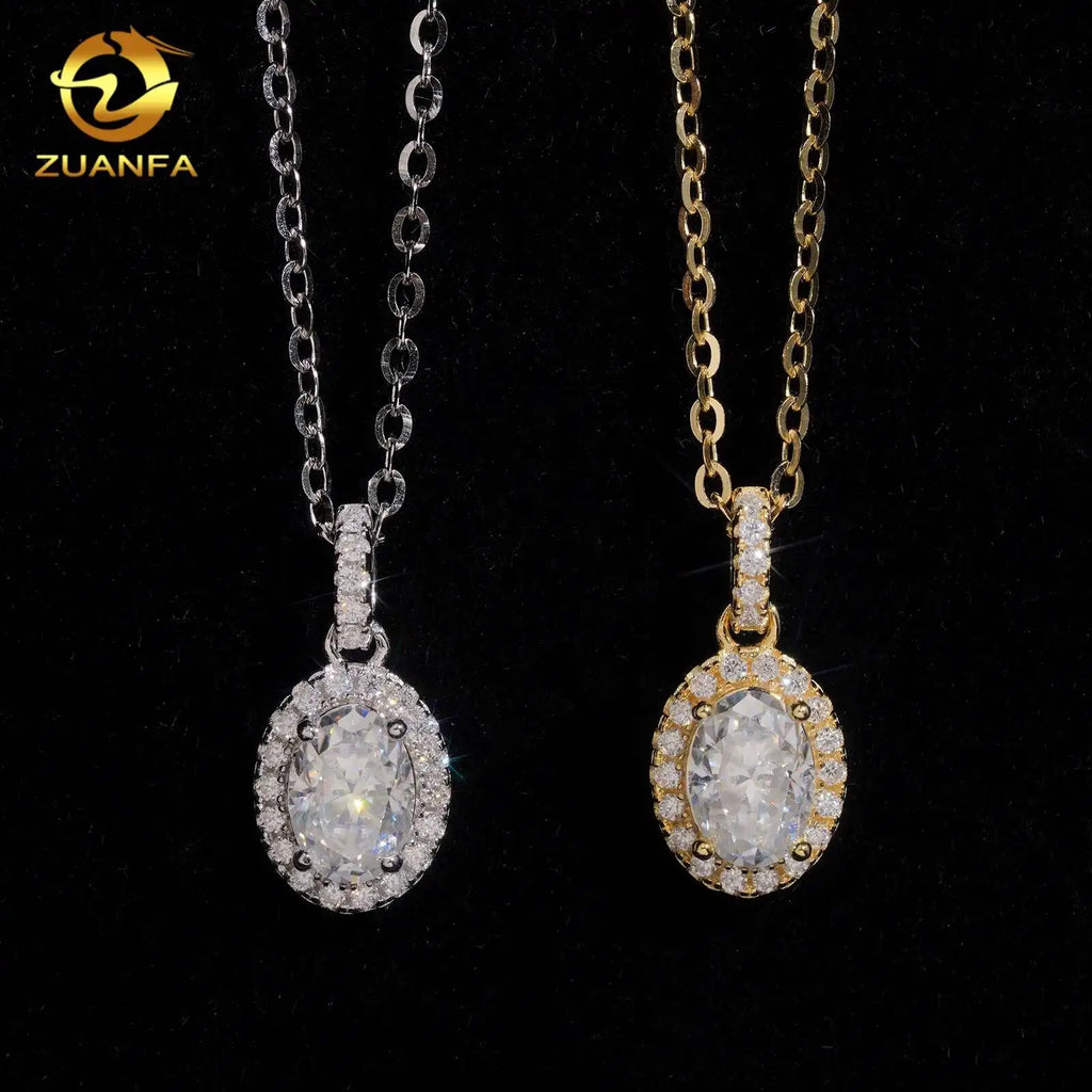 Oval Cut Moissanite Pendant Necklace 925 Sterling Silver