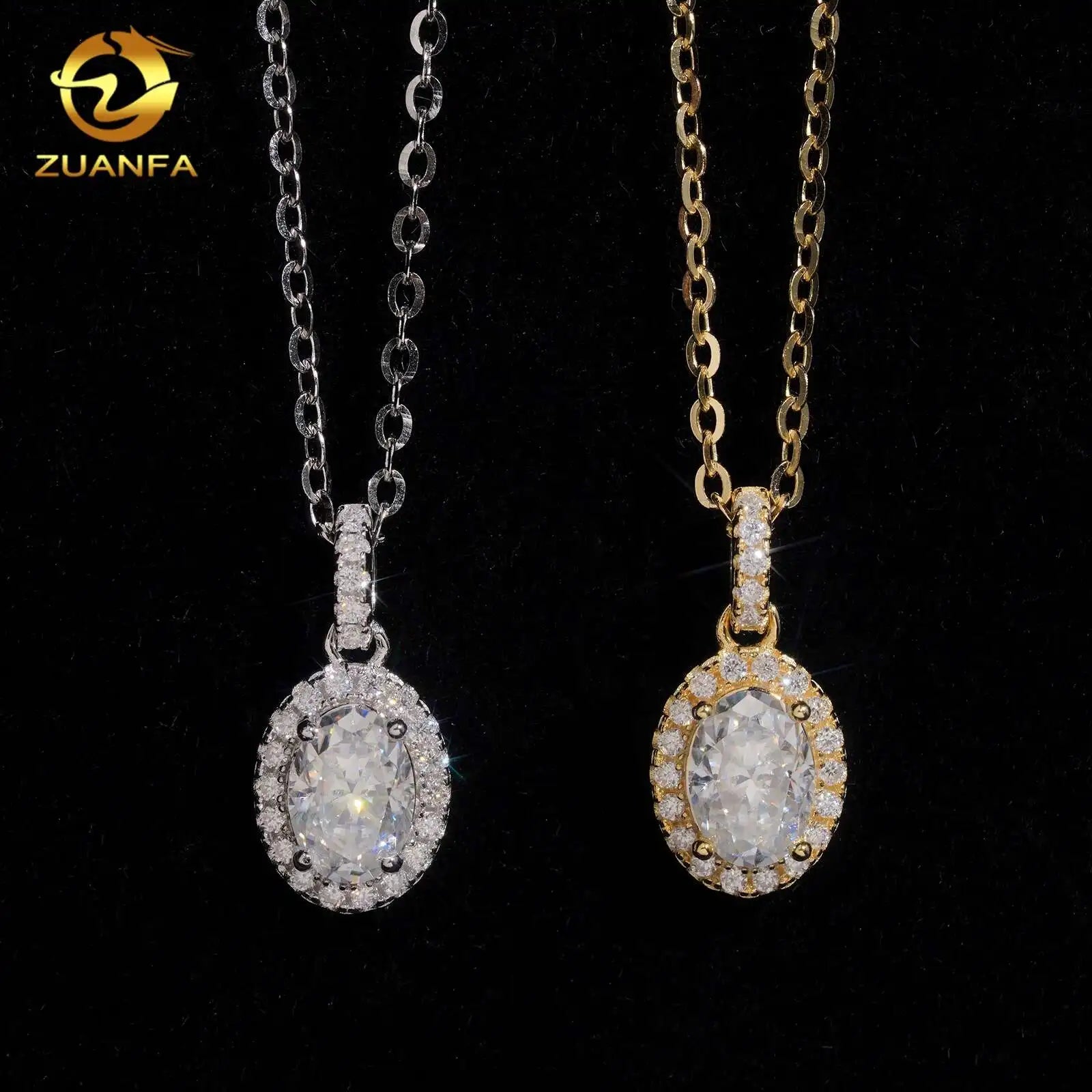 Oval Cut Moissanite Pendant Necklace 925 Sterling Silver