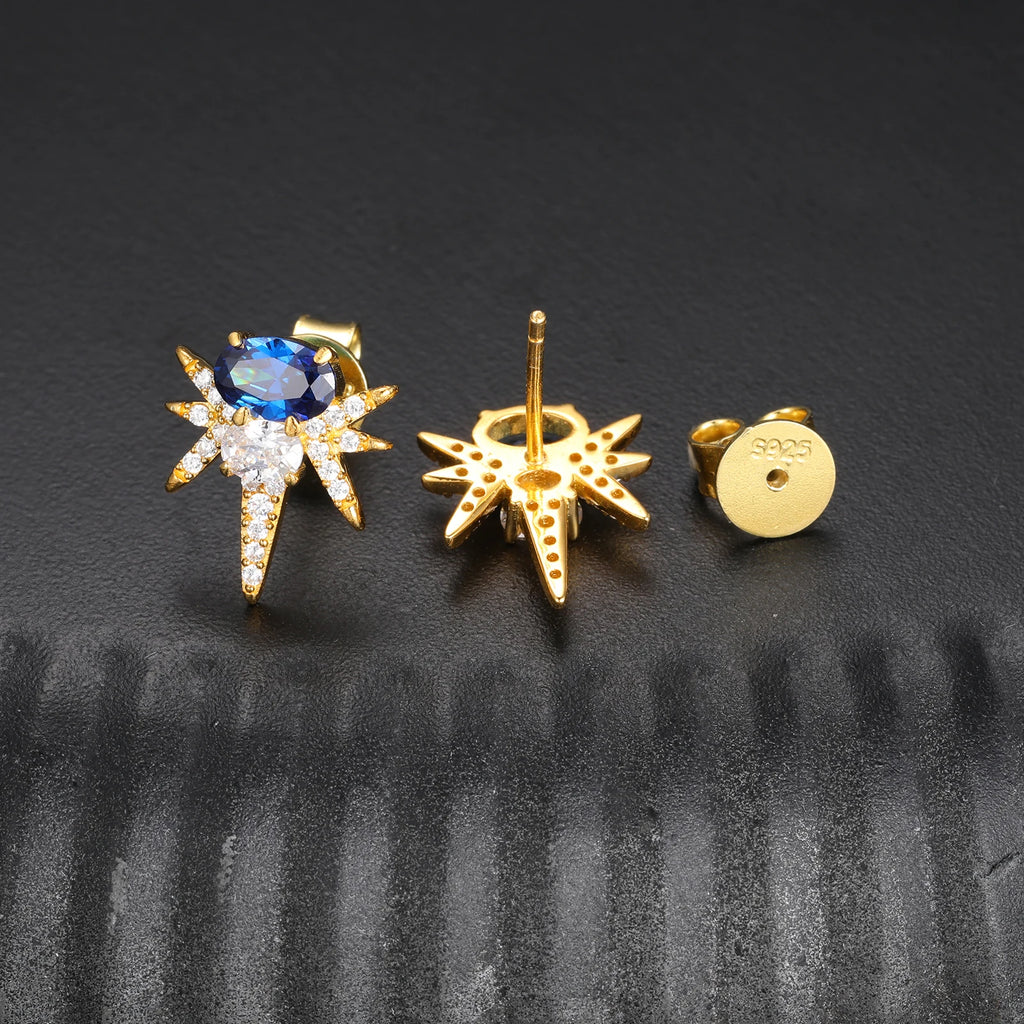 Men's Oval Cut VVS Moissanite Colorful CZ Diamond Iced Out Bee-sting Stud Earrings 925 Sterling Silver