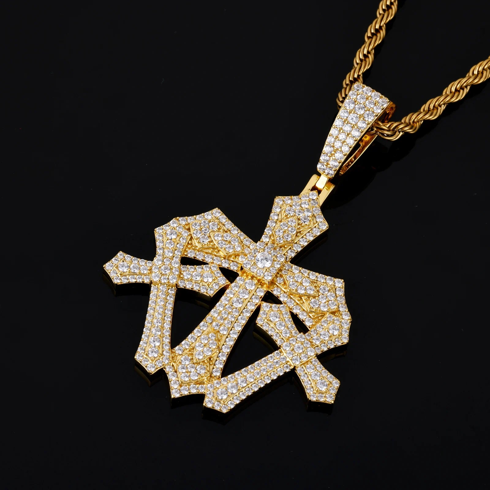Men's 925 Sterling Silver VVS Moissanite Iced Out Triple Cross Pendant TQP0836
