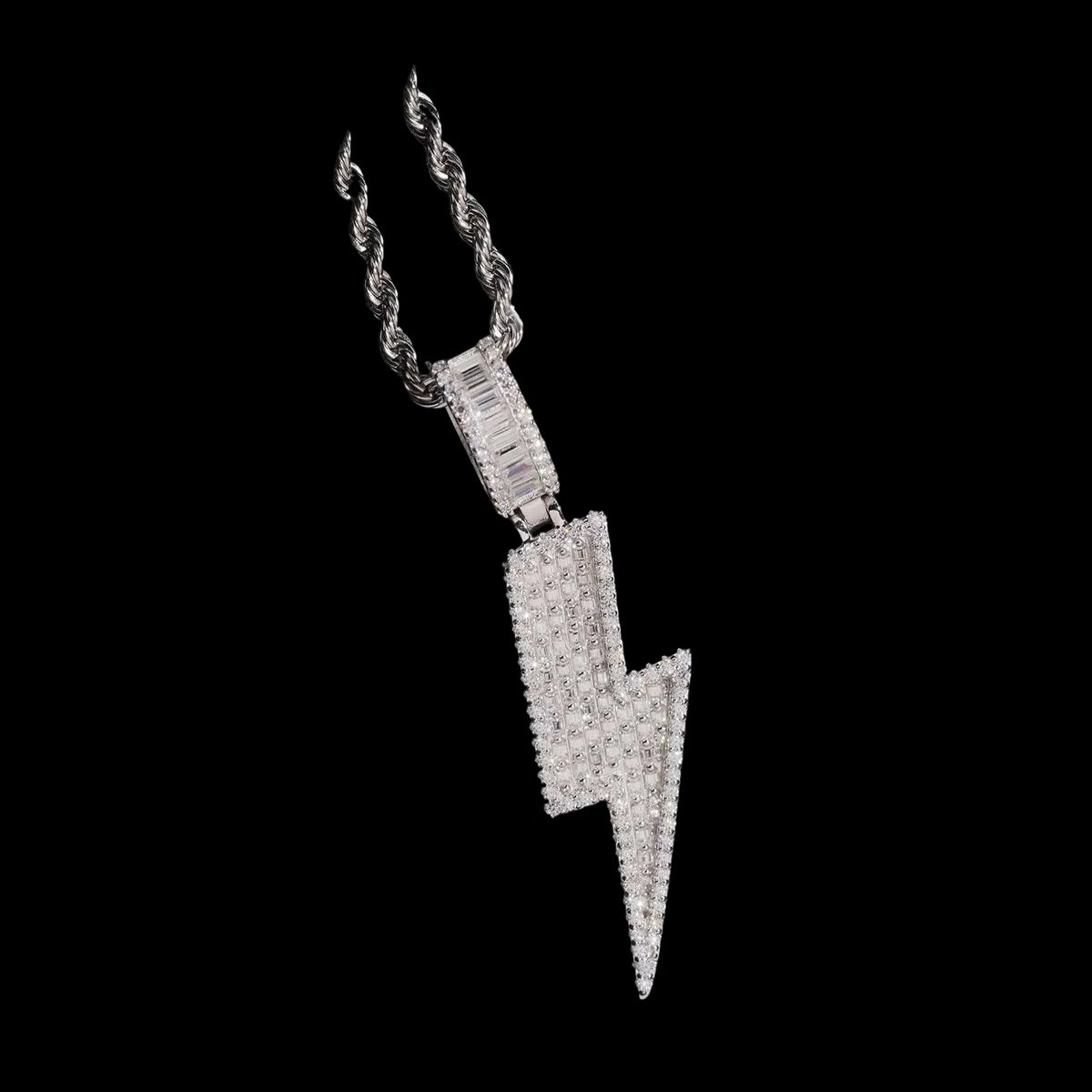 Unisex 925 Sterling Silver Pass Diamond Tester Moissanite Lightning Iced Out Pendant