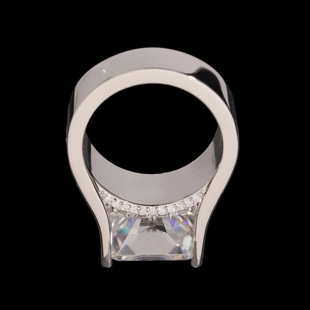Unisex Iced Out 925 Sterling Silver VVS Moissanite Radiant Cut Hip Hop Ring