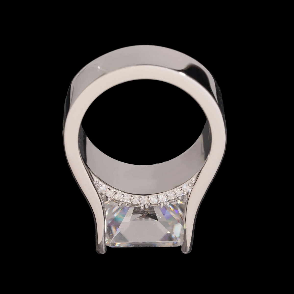 Unisex Iced Out 925 Sterling Silver VVS Moissanite Radiant Cut Hip Hop Ring
