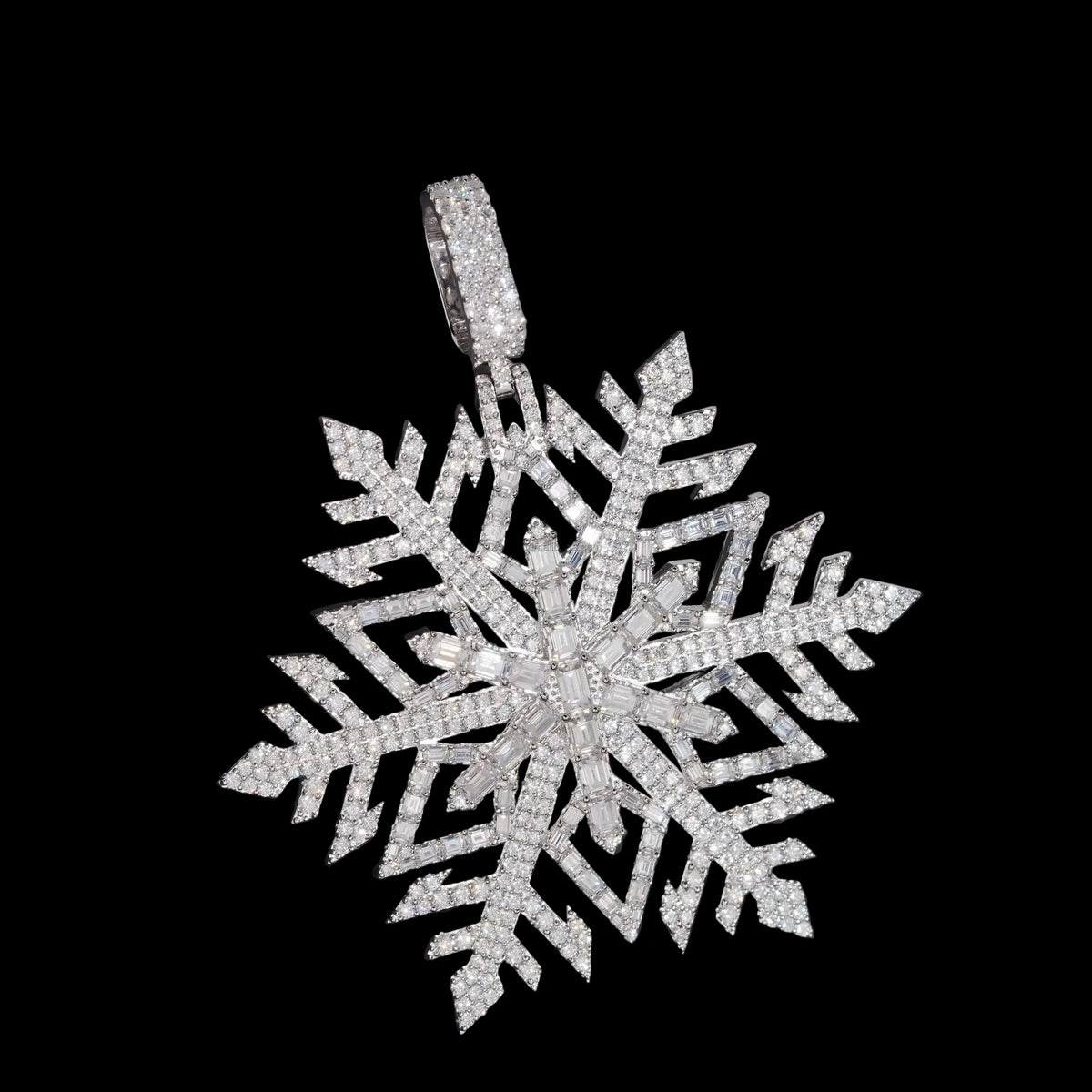 Unisex Iced Out Snowflake Pendant 925 Sterling Silver VVS Moissanite BP4953