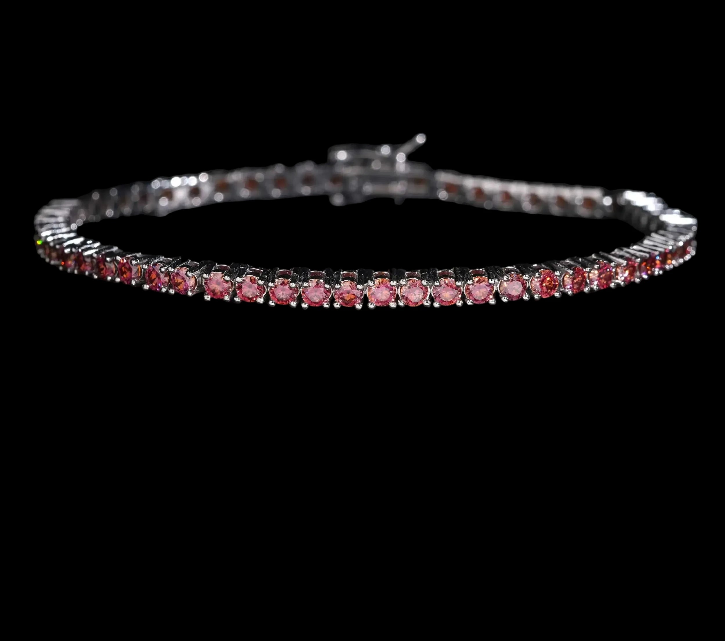 Unisex Iced Out 925 Sterling Silver 3mm Moissanite Tennis Bracelet