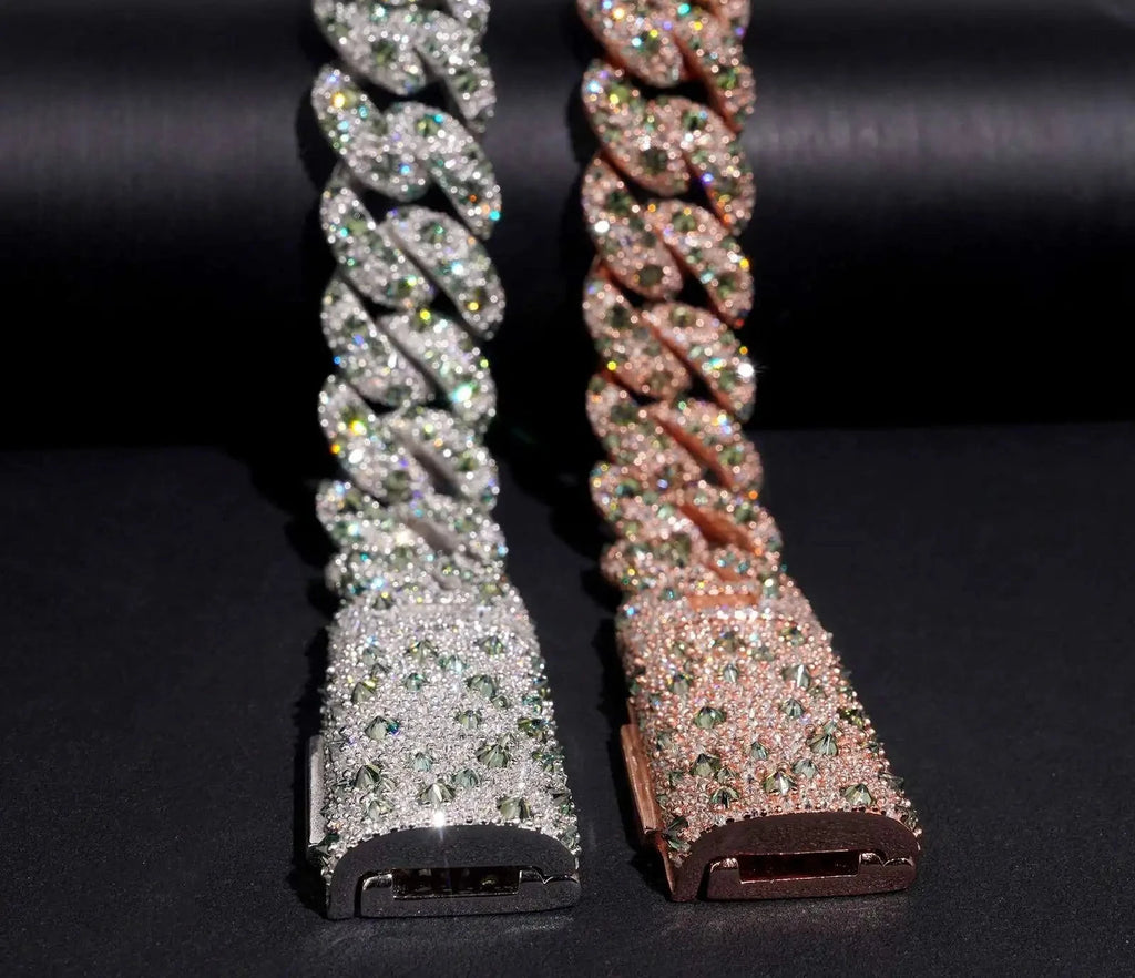Unisex 18mm Round Brilliant Cut VVS Moissanite Cuban Link Chain Bracelet 925 Sterling Silver