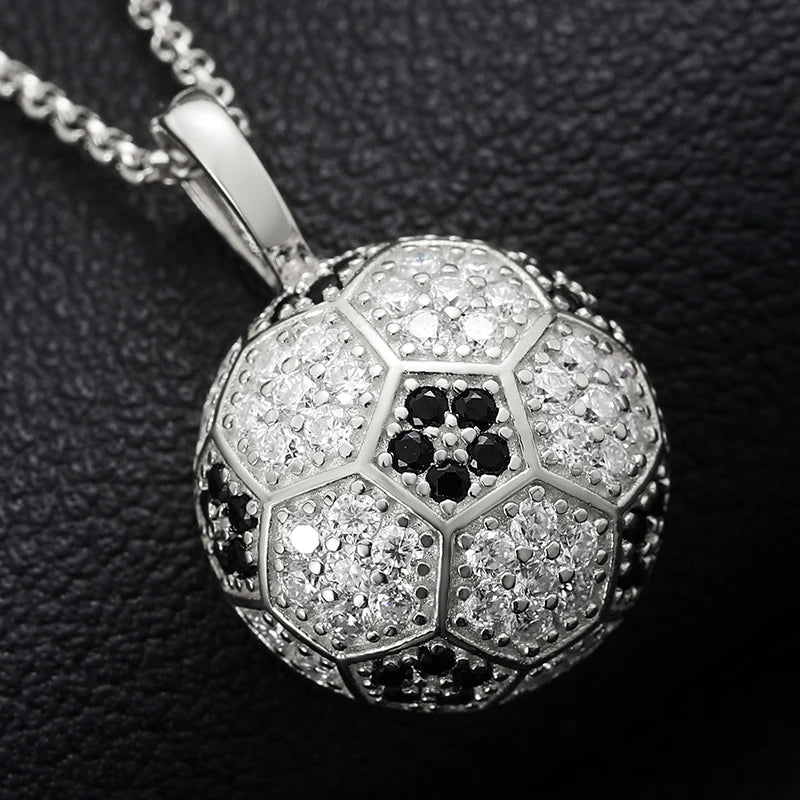 Unisex Iced Out Football Pendant 925 Sterling Silver VVS Moissanite TQP0028
