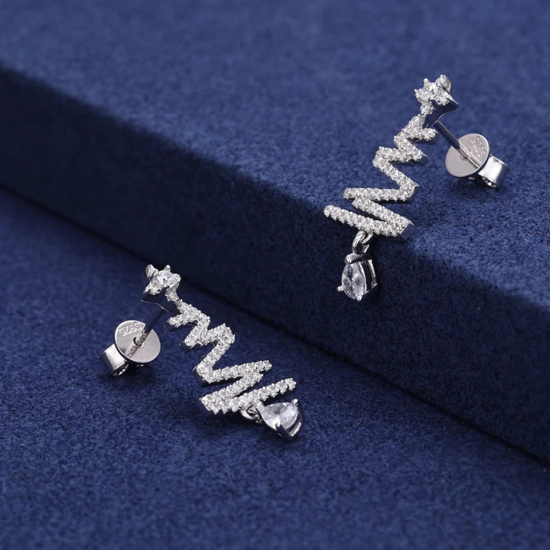 Unisex Christmas Tree Drop Earrings VVS Moissanite 925 Sterling Silver