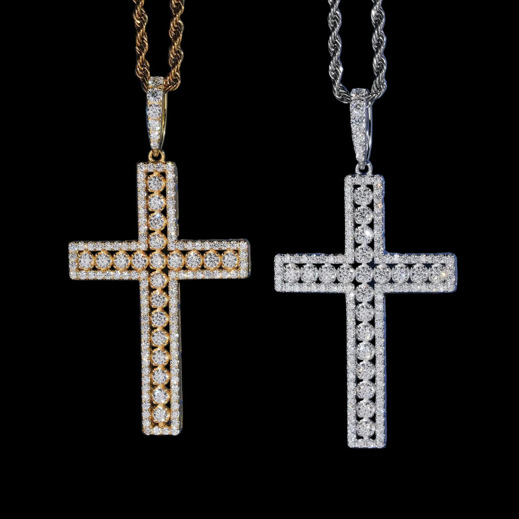 Unisex 925 Sterling Silver VVS Moissanite Cross Iced Out Pendant ZP1633