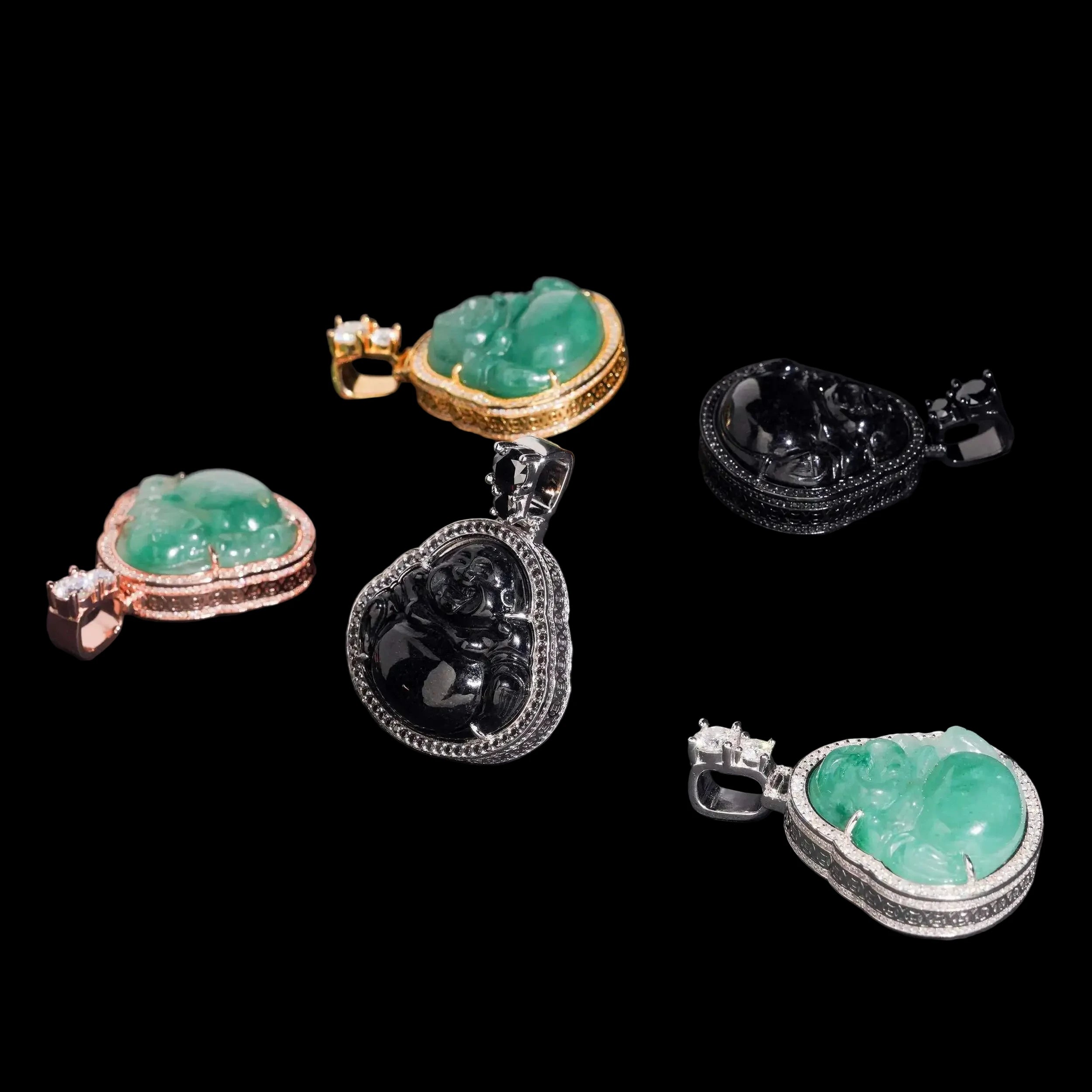 Unisex 925 Sterling Silver VVS Moissanite Jade Buddha Iced Out Pendant BP4573