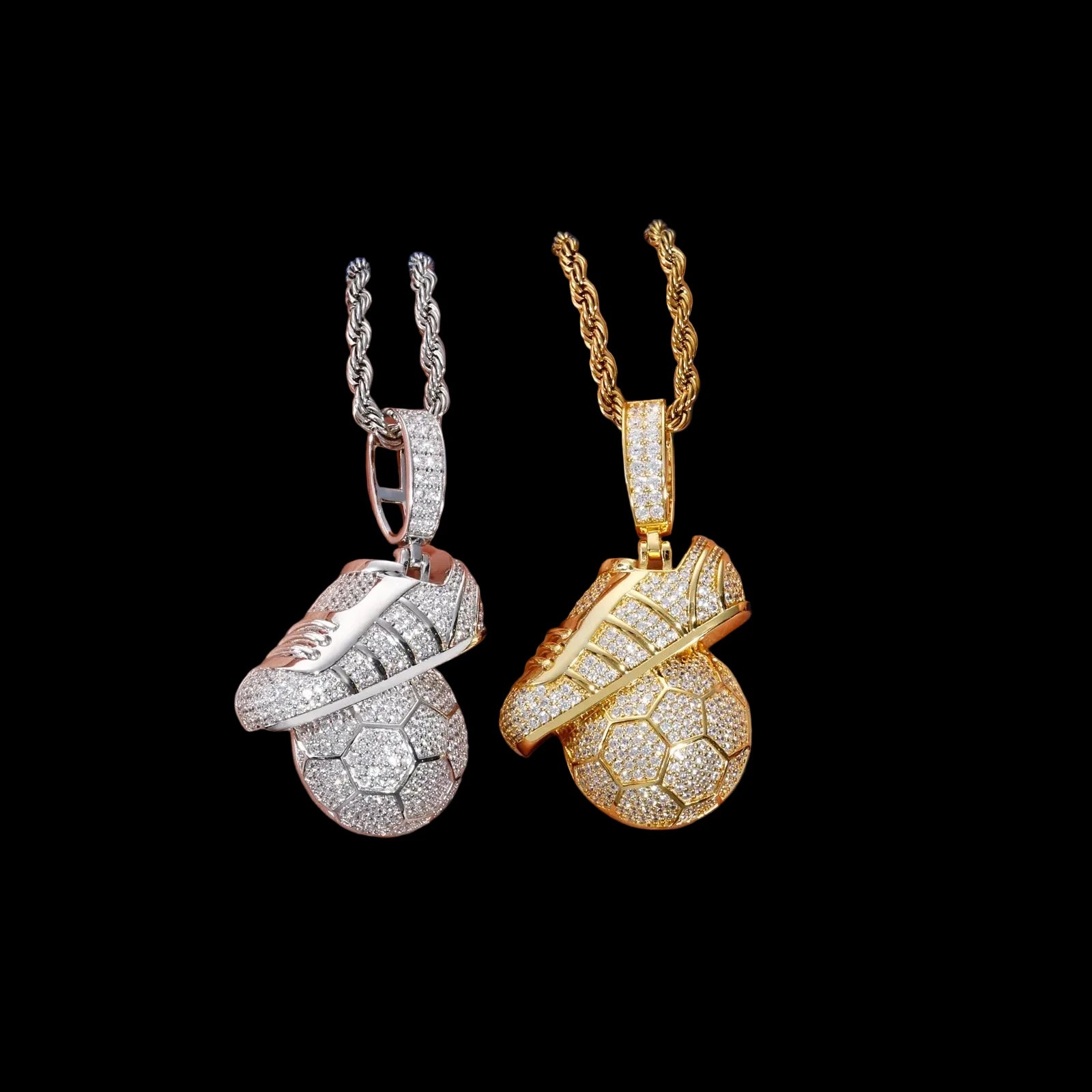 Unisex 925 Sterling Silver VVS Moissanite Iced Out Soccer Shoe Pendant TQP1078