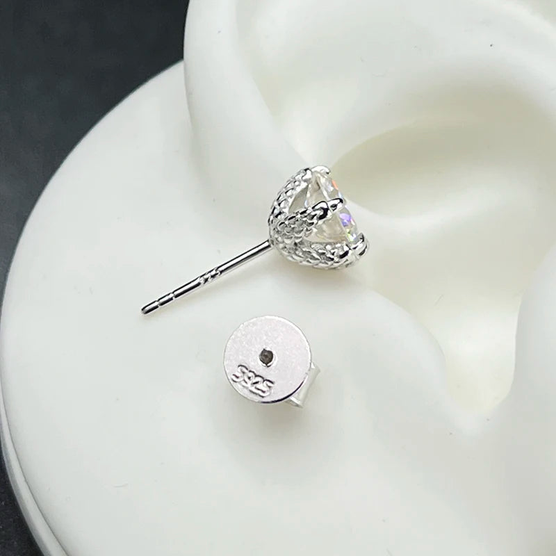 Men's Dragon Claw VVS Moissanite Stud Earrings 925 Sterling Silver