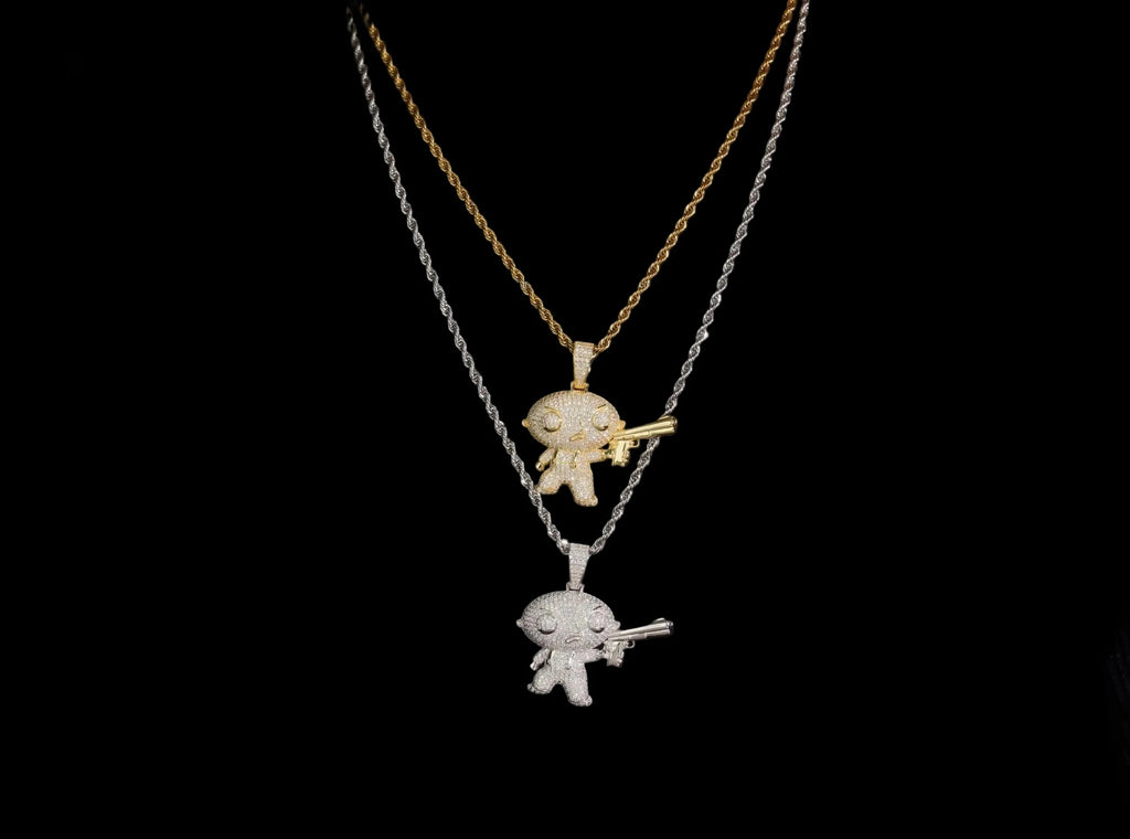 Unisex 925 Sterling Silver VVS Moissanite Hip Hop Gun Iced Out Pendant