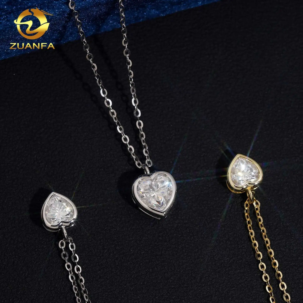 Women's Heart Shape Moissanite Pendant Necklace 925 Sterling Silver