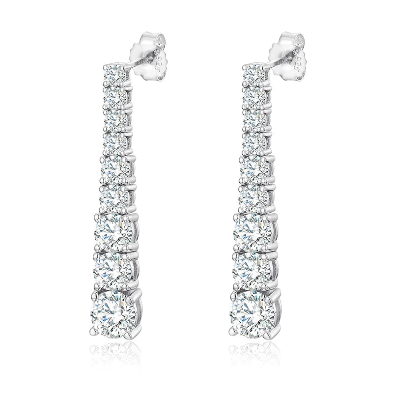 Unisex 925 Sterling Silver VVS Moissanite Dangle Earrings