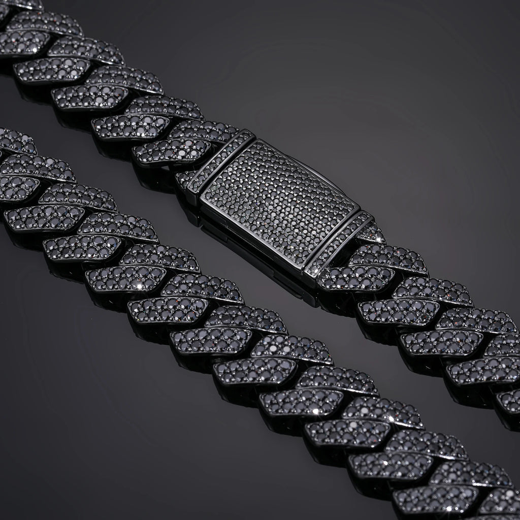 Men's Round Cut 14mm Moissanite Cuban Link Chain Necklace 925 Sterling Silver